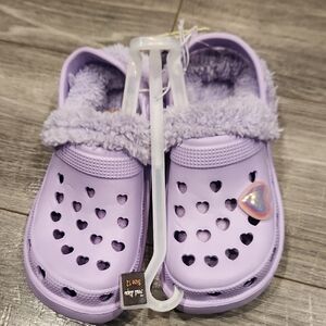 NWT First Steps Girls Sz 12 Sherpa Lined Slip-on Sandals